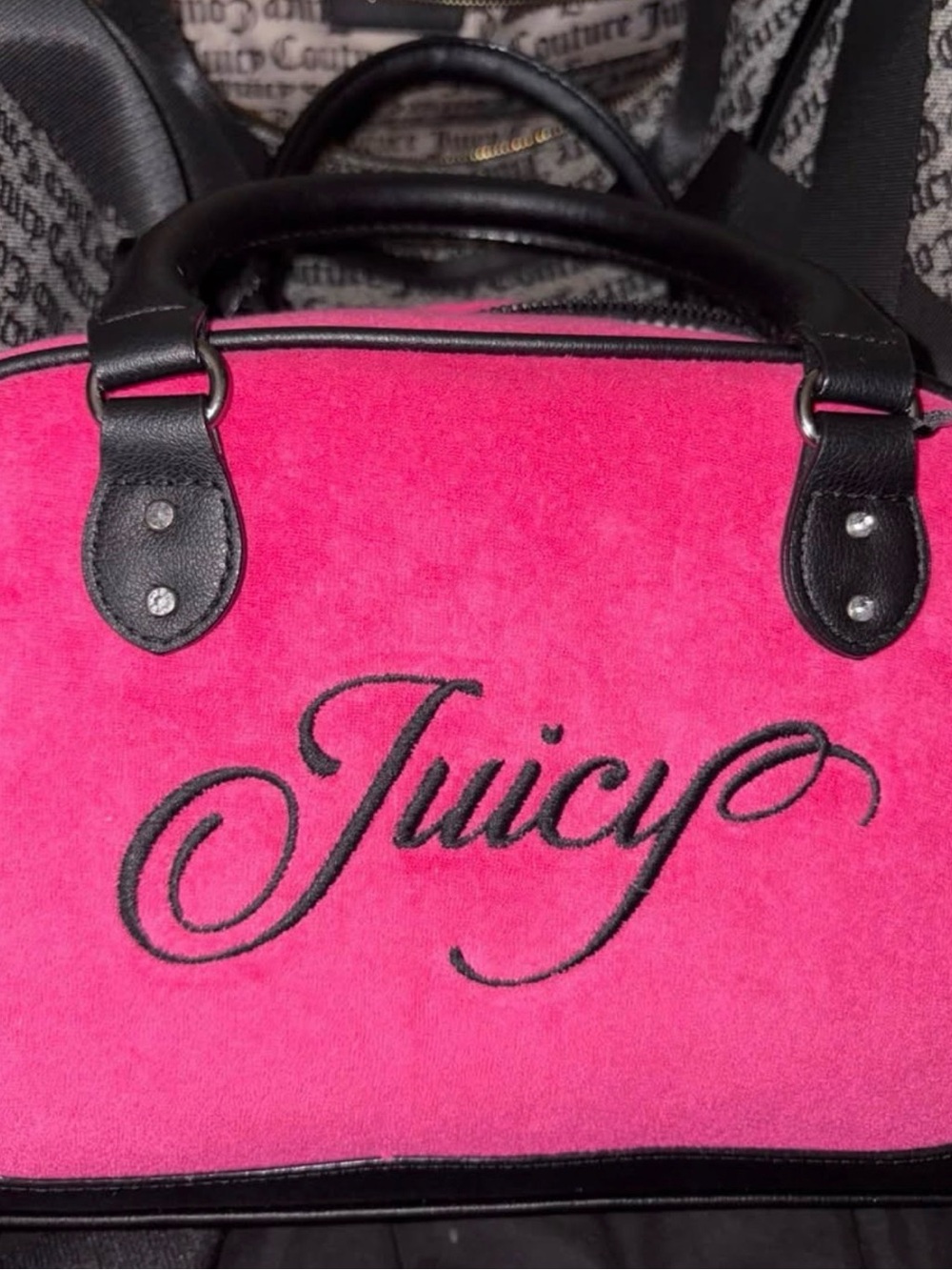 Juicy Couture Hot Pink Mini Satchel with Black Trim